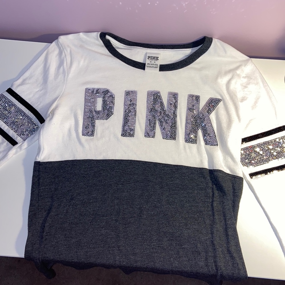 PINK sequined long sleeve shirt